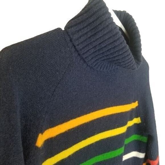 J. Crew Womens Wool Alpaca Striped Rainbow Sweater Sz XS Relaxed Preppy Classic - Picture 6 of 10